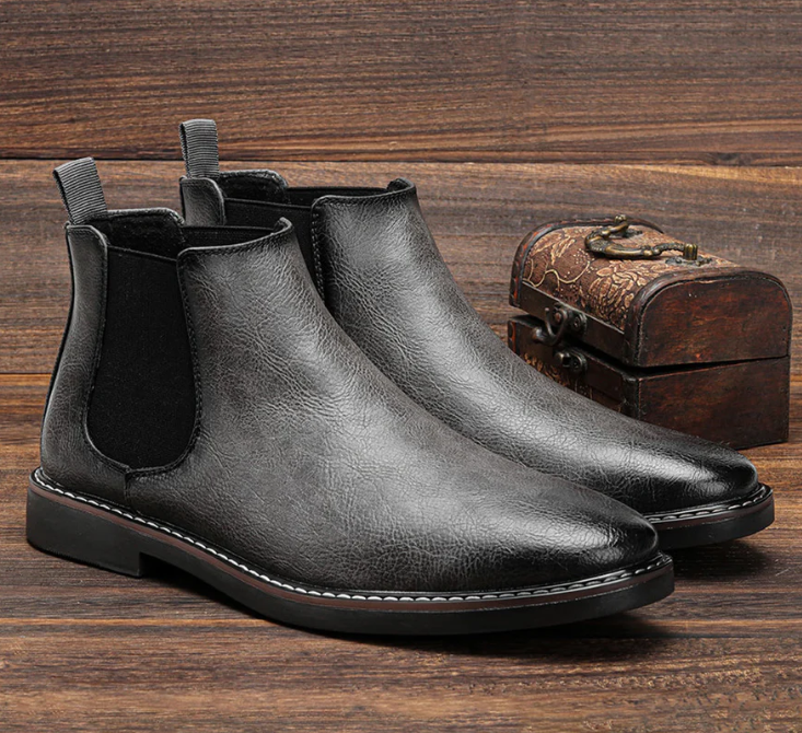 Classic Faux Leather Chelsea Boots for Men | Mason
