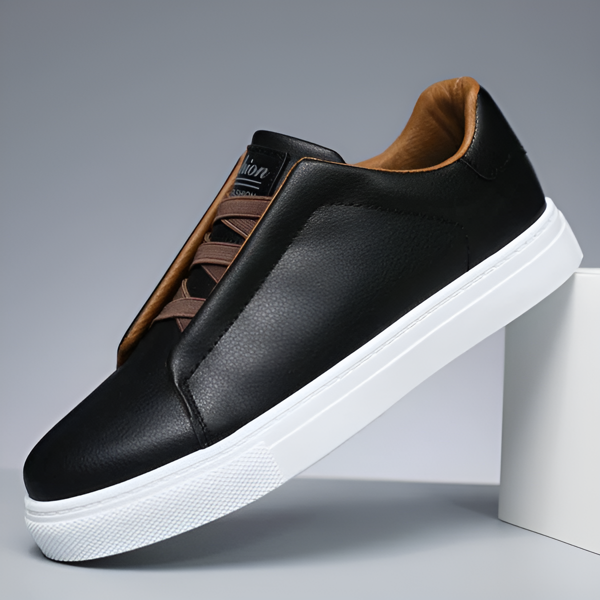 Classic Leather Sneakers with Contrast Detailing for Men | Orion