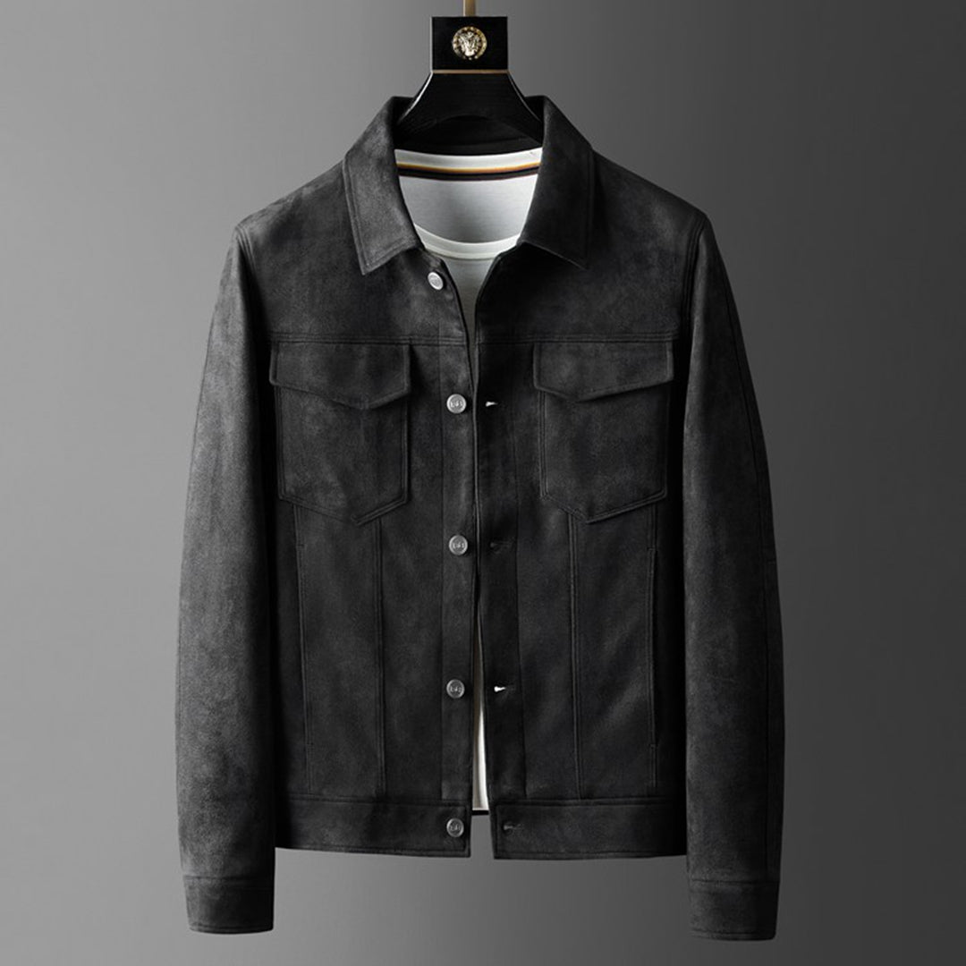 Classic Suede Button-Up Jacket for Men | Tom