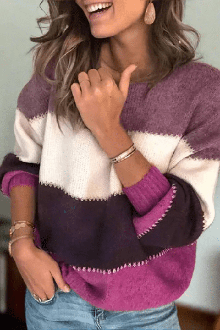 Colour-Block Sweater Relaxed Fit For Women | Liora 10