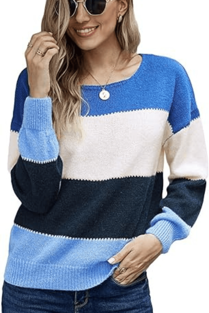Colour-Block Sweater Relaxed Fit For Women | Liora 2
