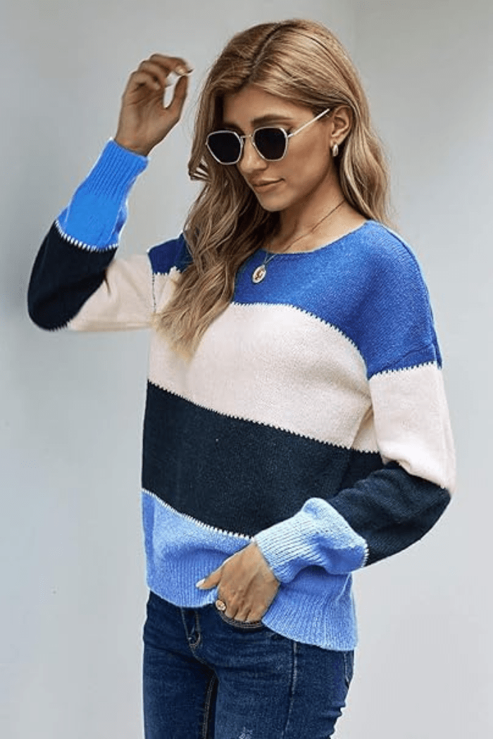 Colour-Block Sweater Relaxed Fit For Women | Liora 3