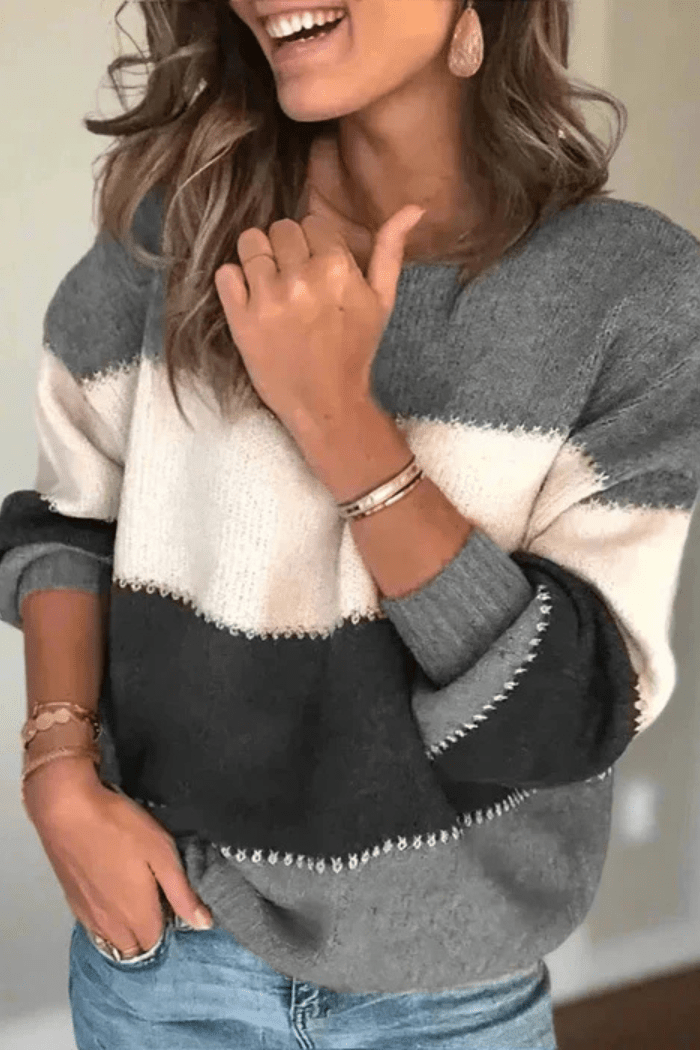 Colour-Block Sweater Relaxed Fit For Women | Liora 4