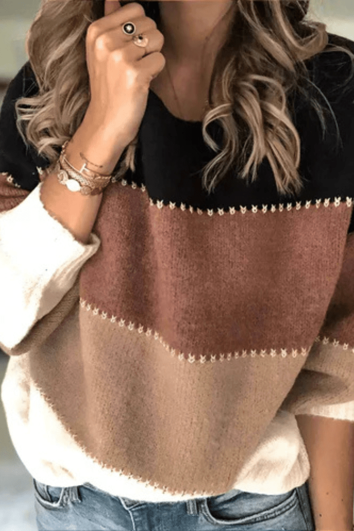 Colour-Block Sweater Relaxed Fit For Women | Liora 5