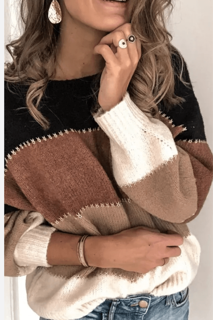 Colour-Block Sweater Relaxed Fit For Women | Liora 6