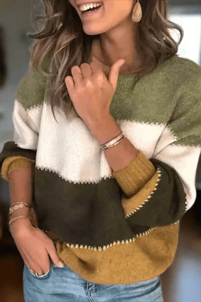 Colour-Block Sweater Relaxed Fit For Women | Liora 8