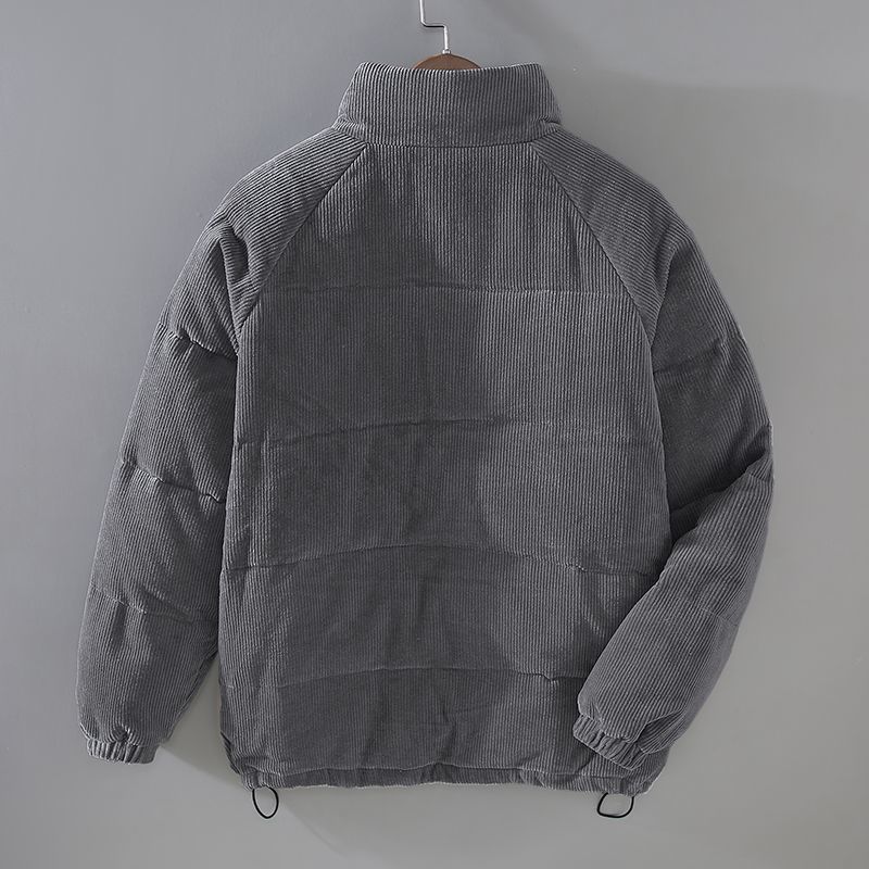 Corduroy Puffer Jacket with Stand Collar for Men | Jason