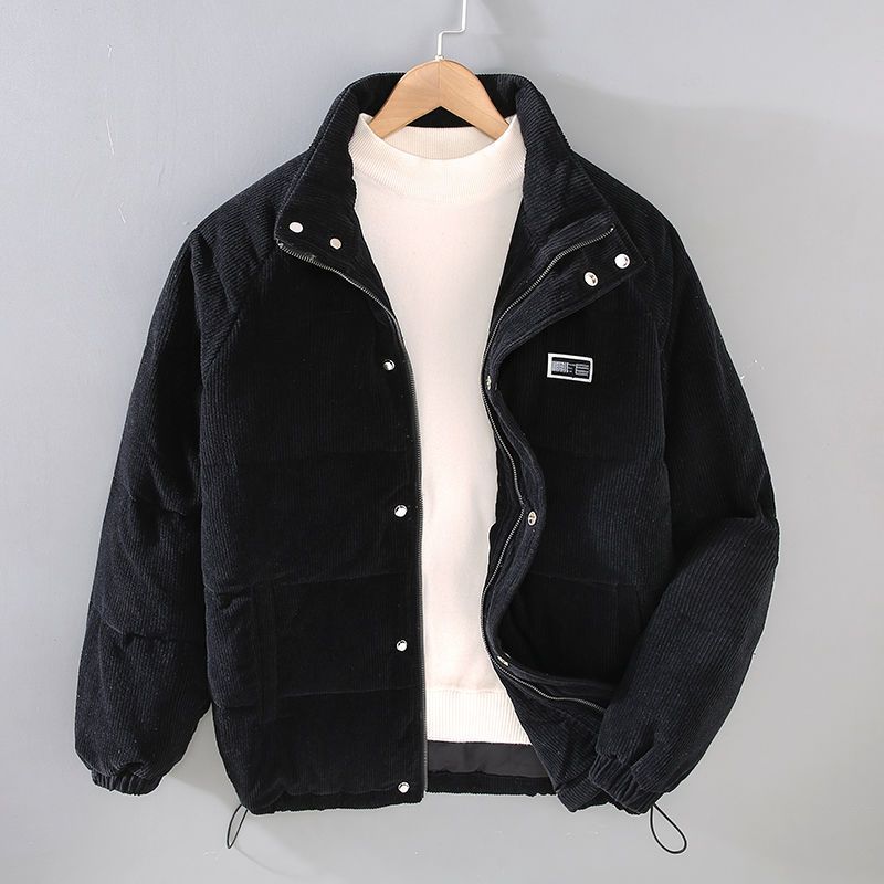 Corduroy Puffer Jacket with Stand Collar for Men | Jason