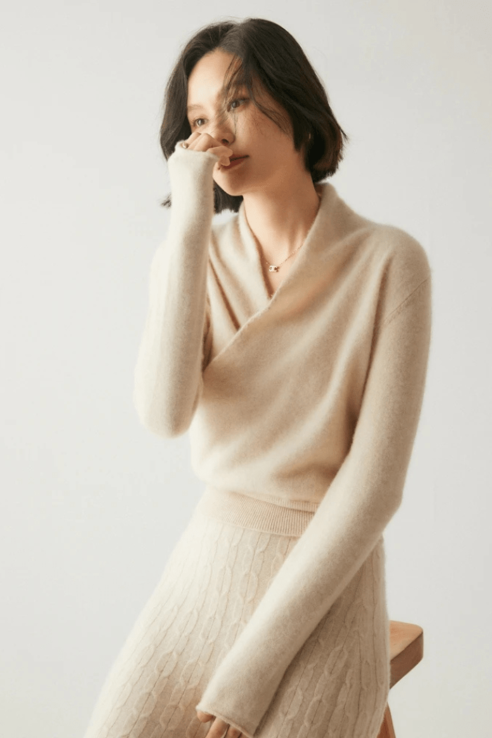 Crossover Collar Sweater For Women | Lirina 10