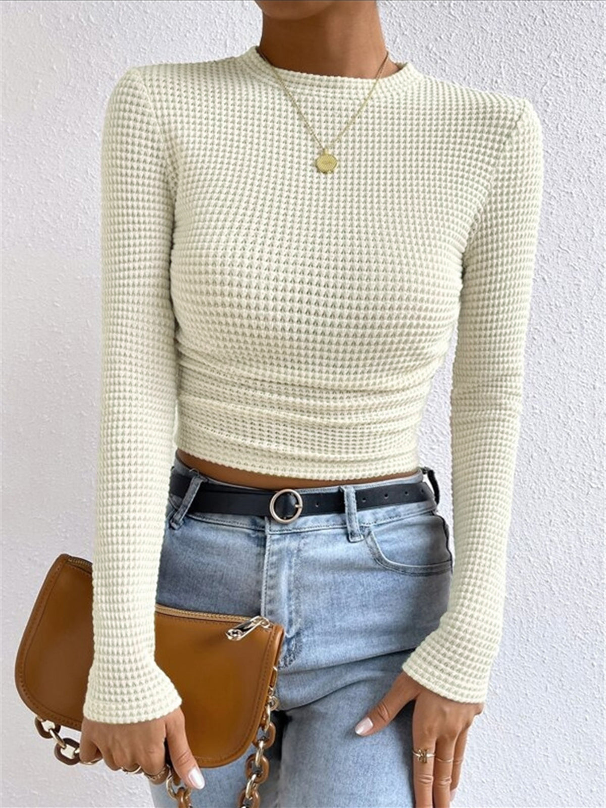 Elda | Long Sleeve Textured Crop Top for Spring 0