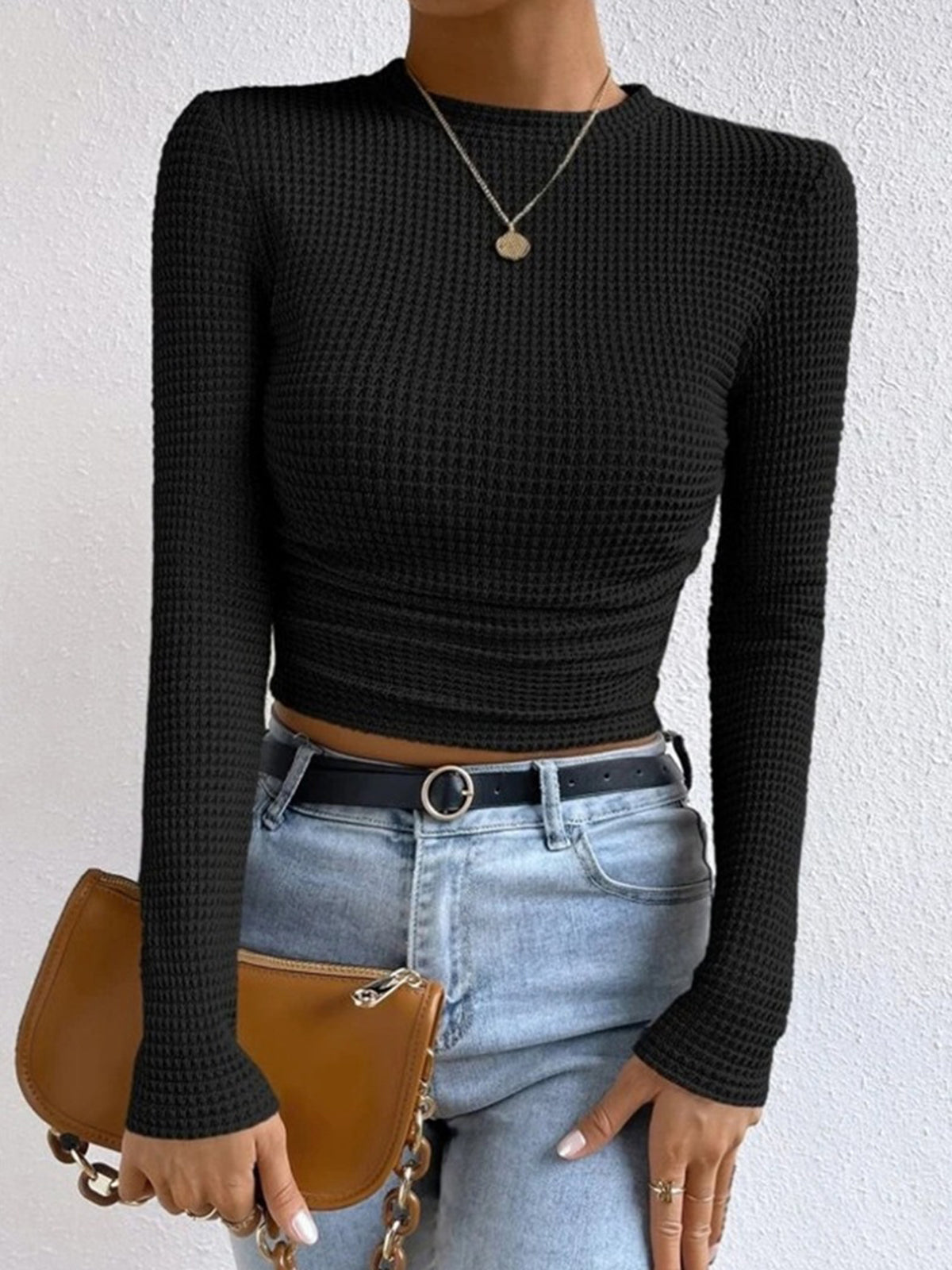 Elda | Long Sleeve Textured Crop Top for Spring 7