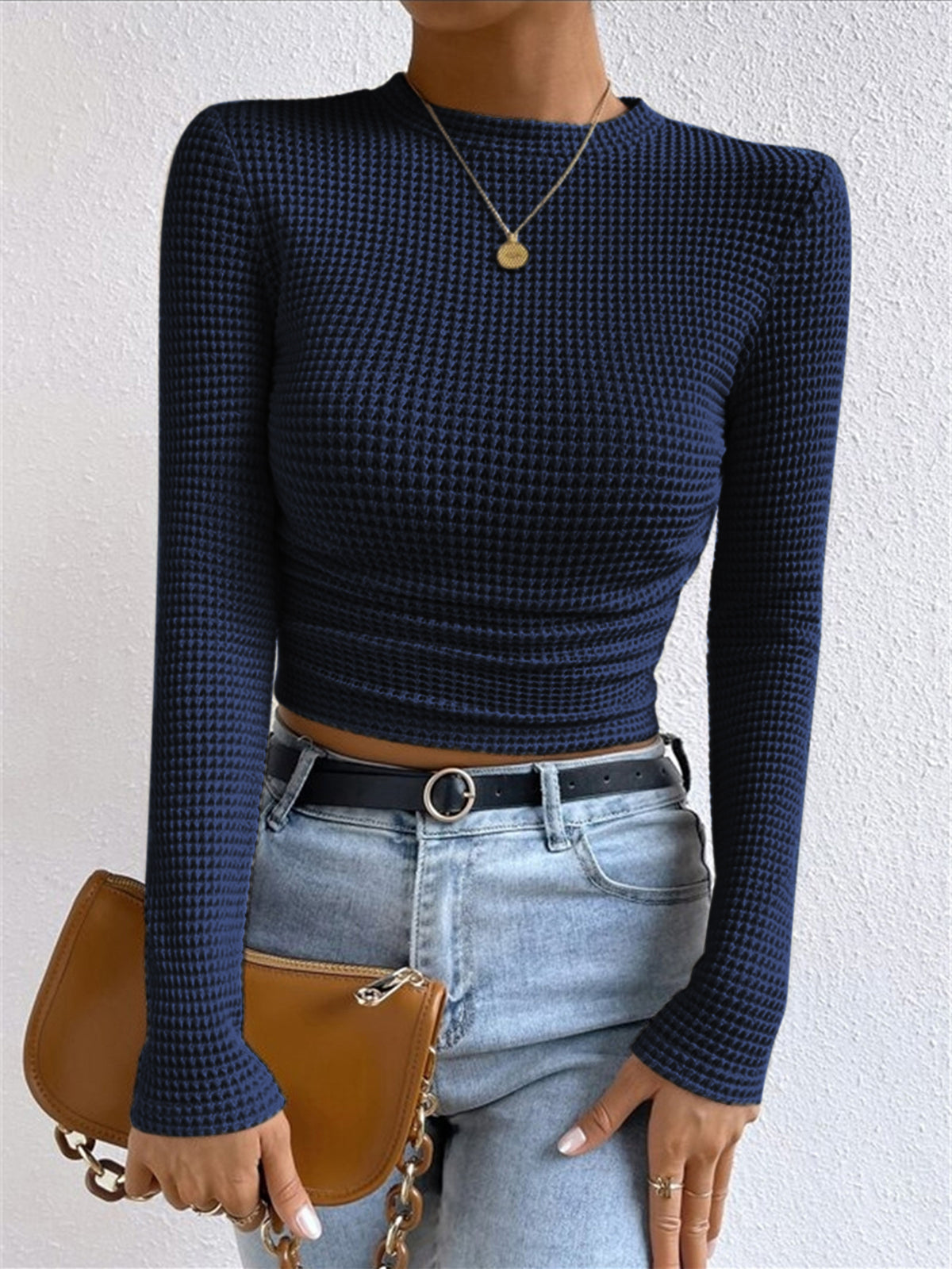 Elda | Long Sleeve Textured Crop Top for Spring 9