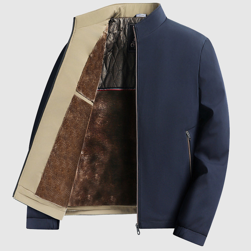 Fleece-Lined Winter Stand Collar Jacket for Men | Drilan