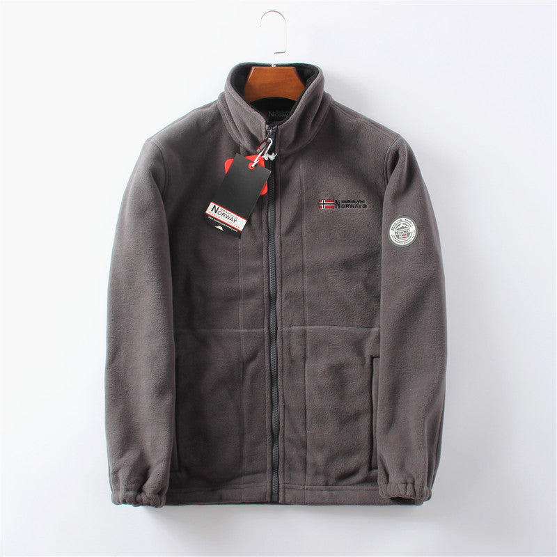 Fleece Zip Up Jacket with Stand Collar for Men | Magnus