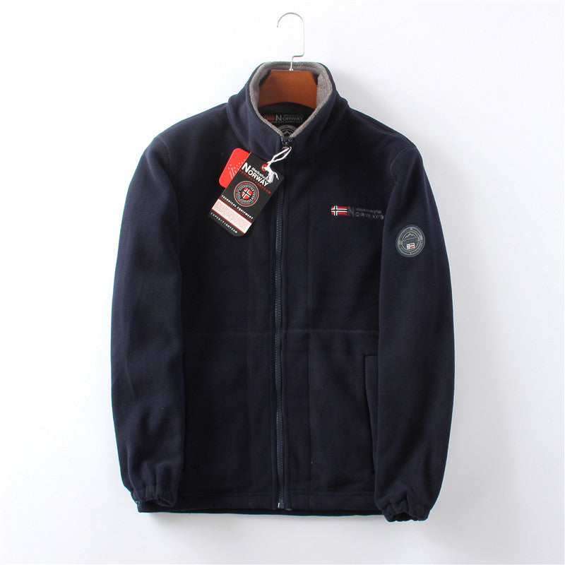 Fleece Zip Up Jacket with Stand Collar for Men | Magnus