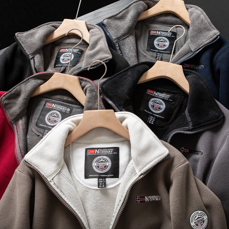 Fleece Zip Up Jacket with Stand Collar for Men | Magnus