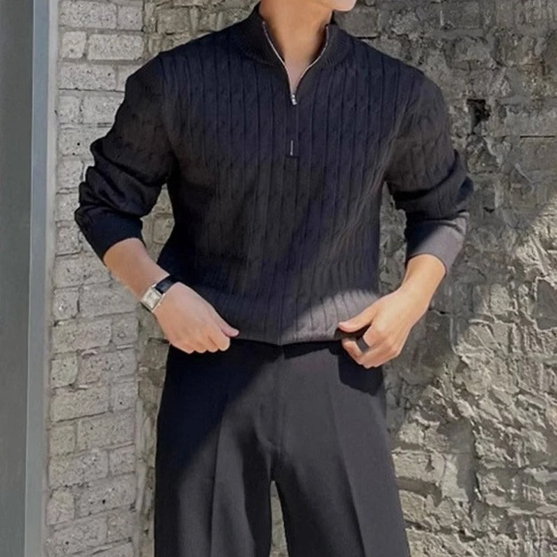 Half Zip Cable Knit Sweater for Men | Damian