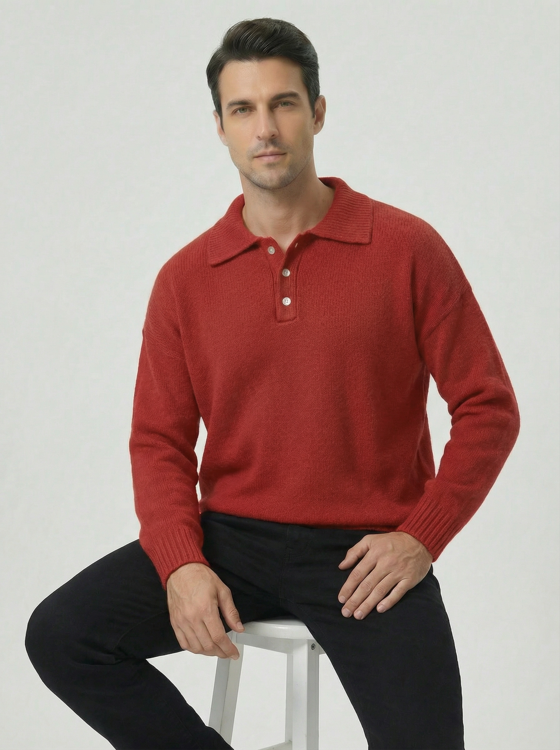 Kinta | Knitted Polo Sweater in Soft Fabric