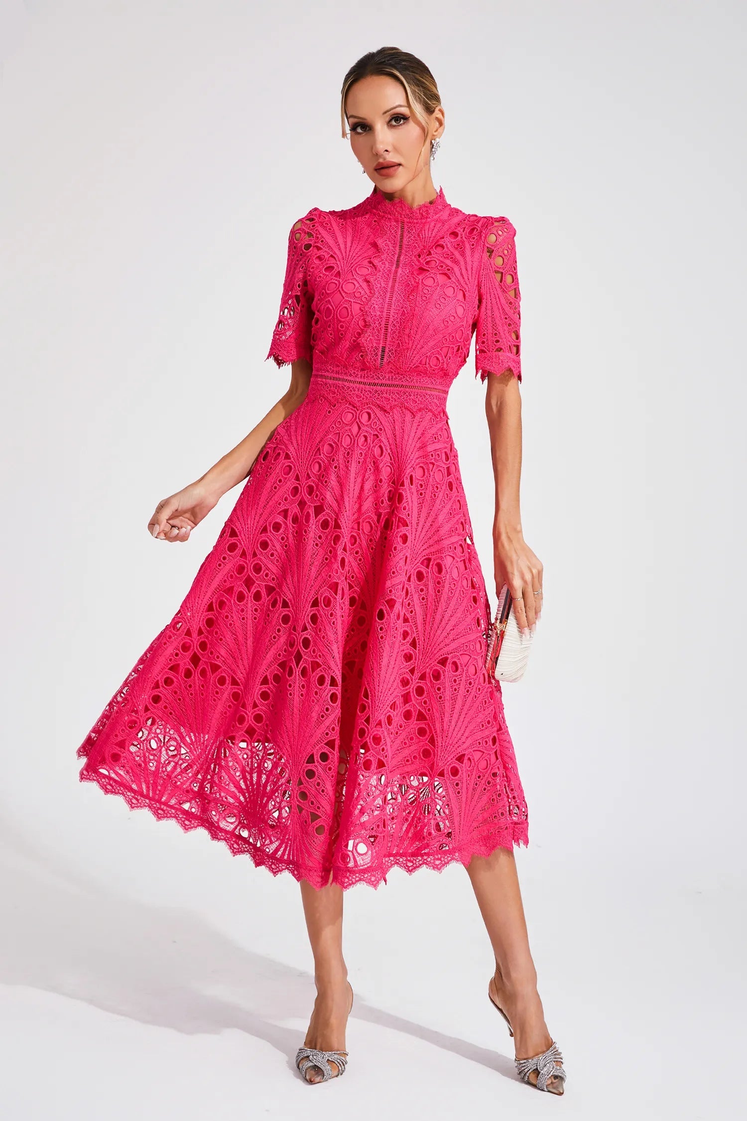 Lina | Lace Midi Wedding Guest Dress 0