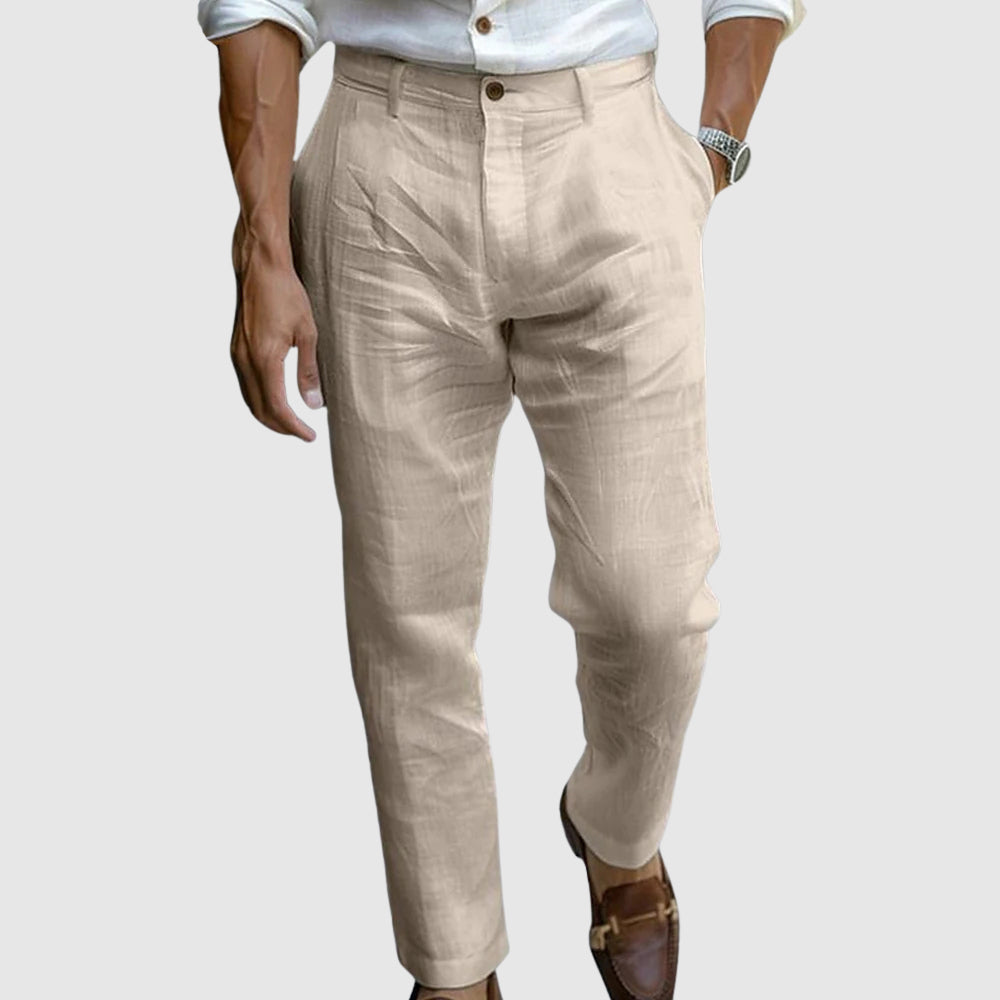 Linen Blend Ankle Pants For Men | Jorven 2