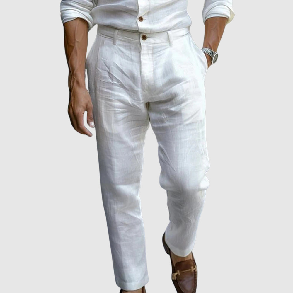 Linen Blend Ankle Pants For Men | Jorven 3