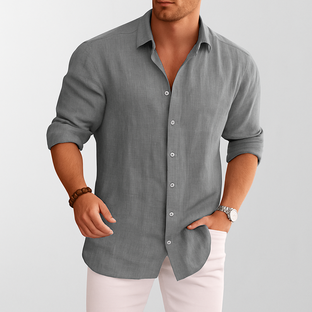 Linen Button-Up Shirt Lightweight Style For Men | Jorven 1