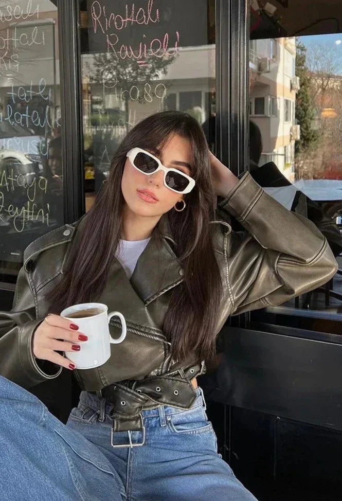 Liora | Women's Leather Cropped Jacket 1