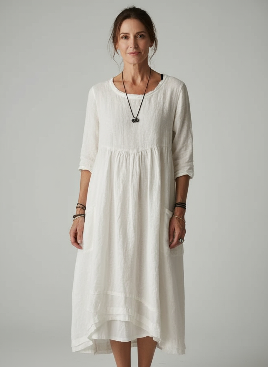 Loose Fit Cotton Linen Dress For Women | Liora 4