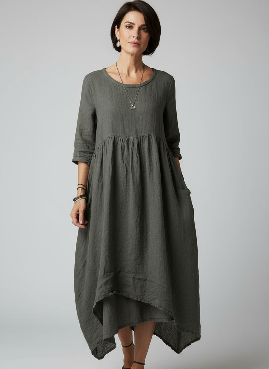 Loose Fit Cotton Linen Dress For Women | Liora 6