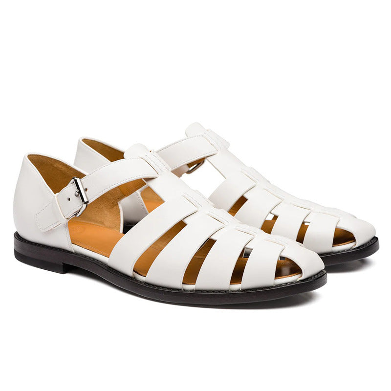 Luna | Leather Closed-Toe Roman Sandals 0