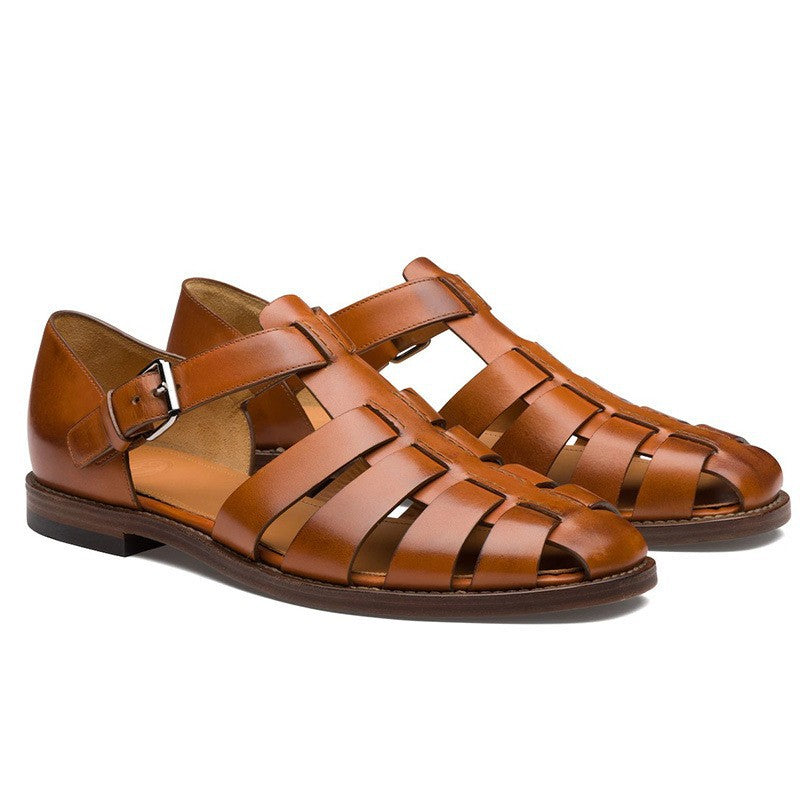 Luna | Leather Closed-Toe Roman Sandals 3