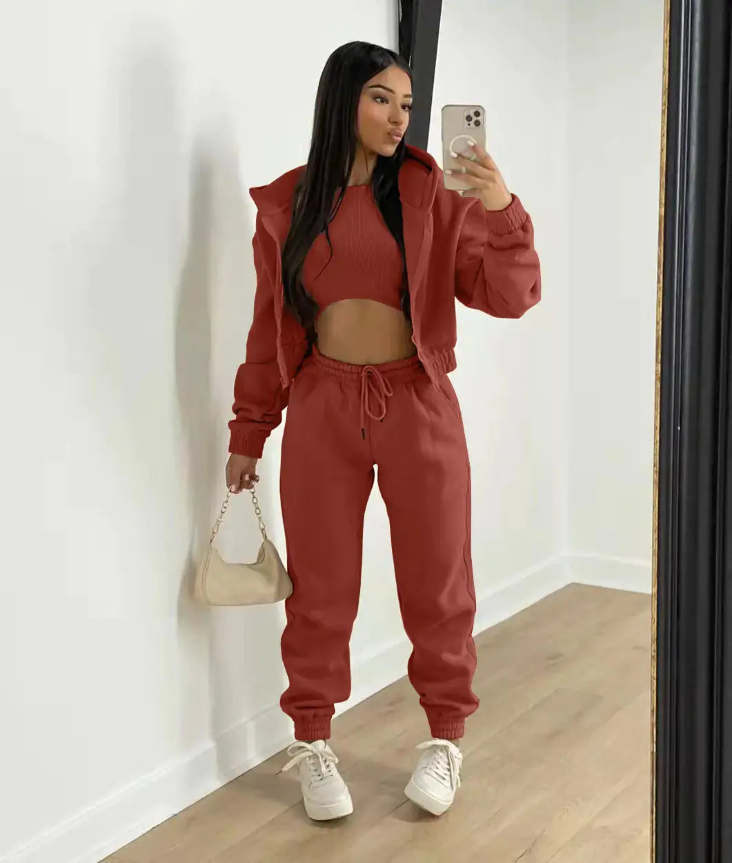 Luna | Three-Piece Cropped Hoodie Loungewear Set 3