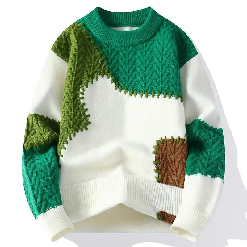 Patchwork Color Block Knit Sweater for Men | Elias