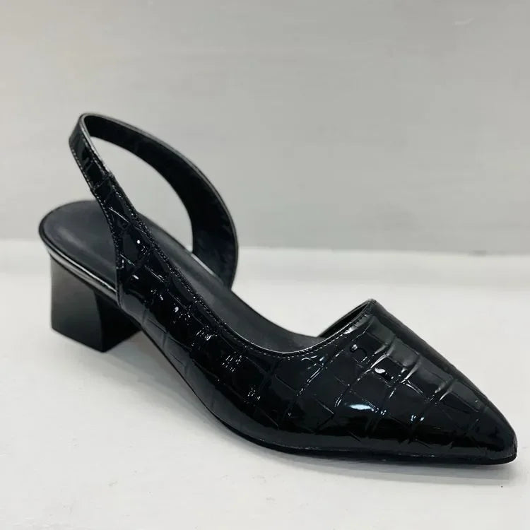 Pernia | Pointed Toe Black Slingback Heels 4