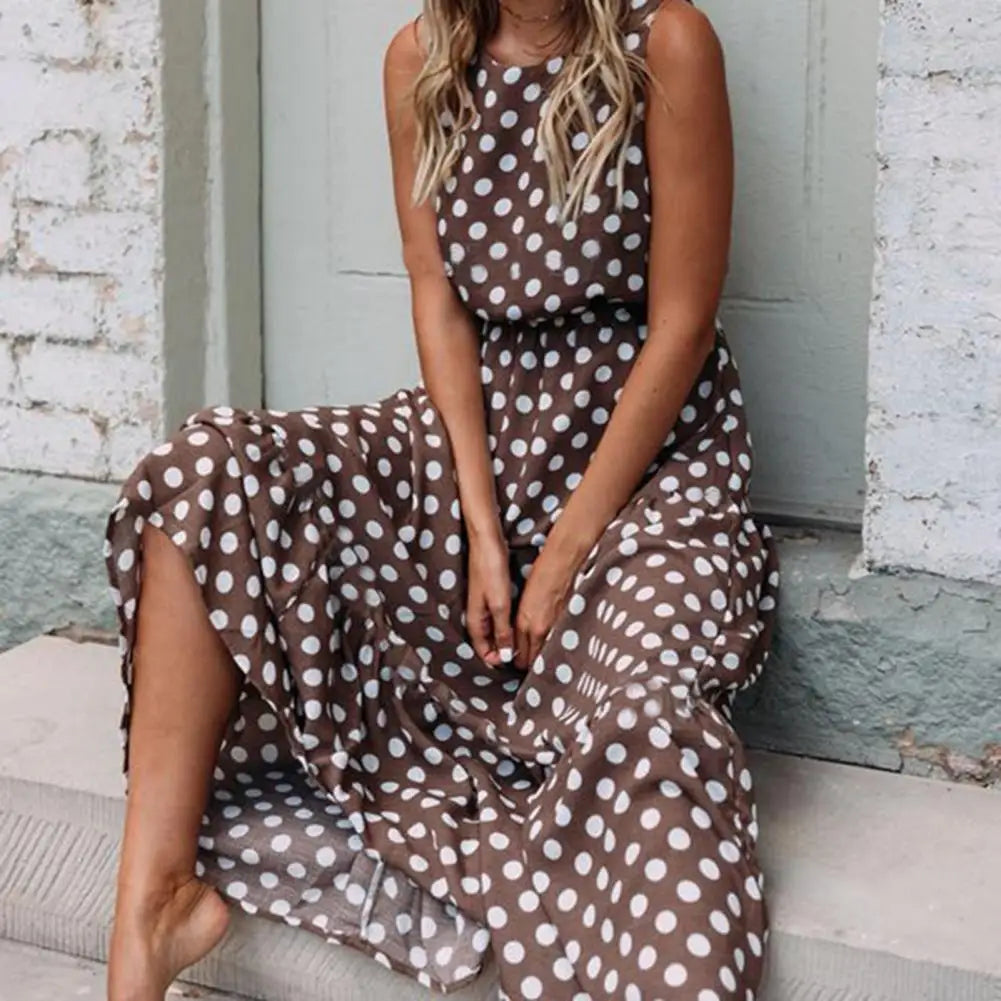Polka Dot Maxi Dress Relaxed Fit For Women | Tersina 0