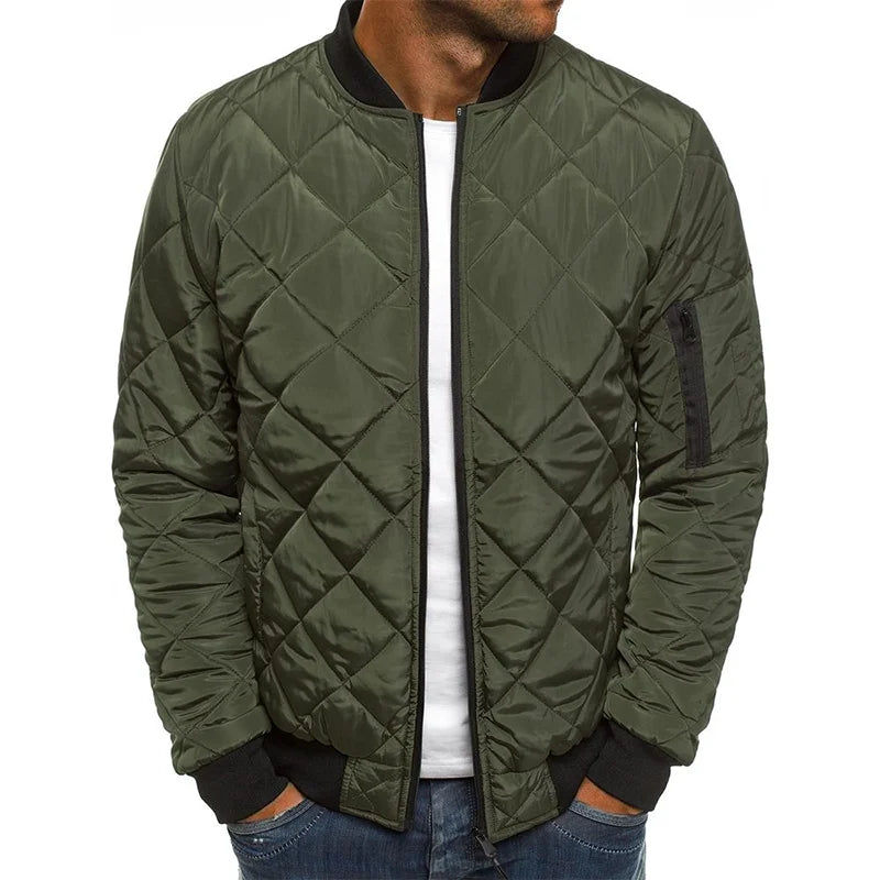 Quilted Bomber Jacket with Zipper for Men | Mavvy