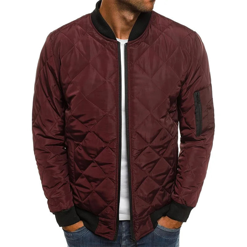 Quilted Bomber Jacket with Zipper for Men | Mavvy