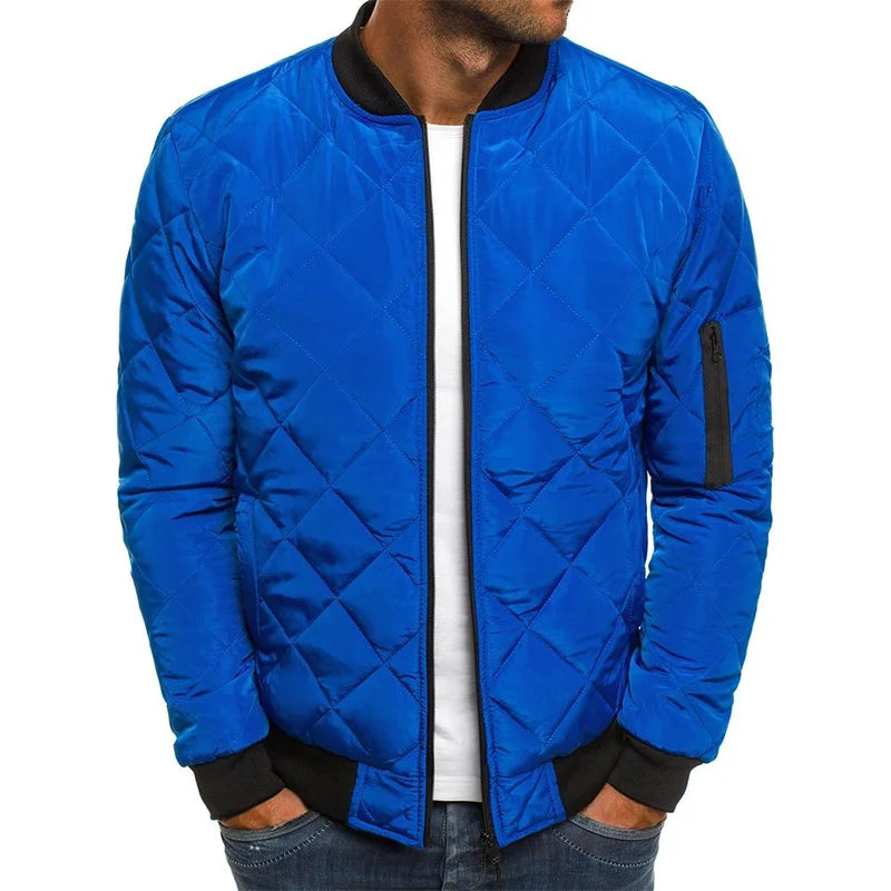 Quilted Bomber Jacket with Zipper for Men | Mavvy