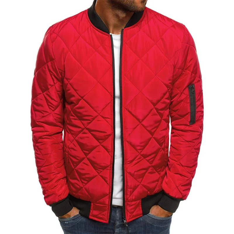 Quilted Bomber Jacket with Zipper for Men | Mavvy