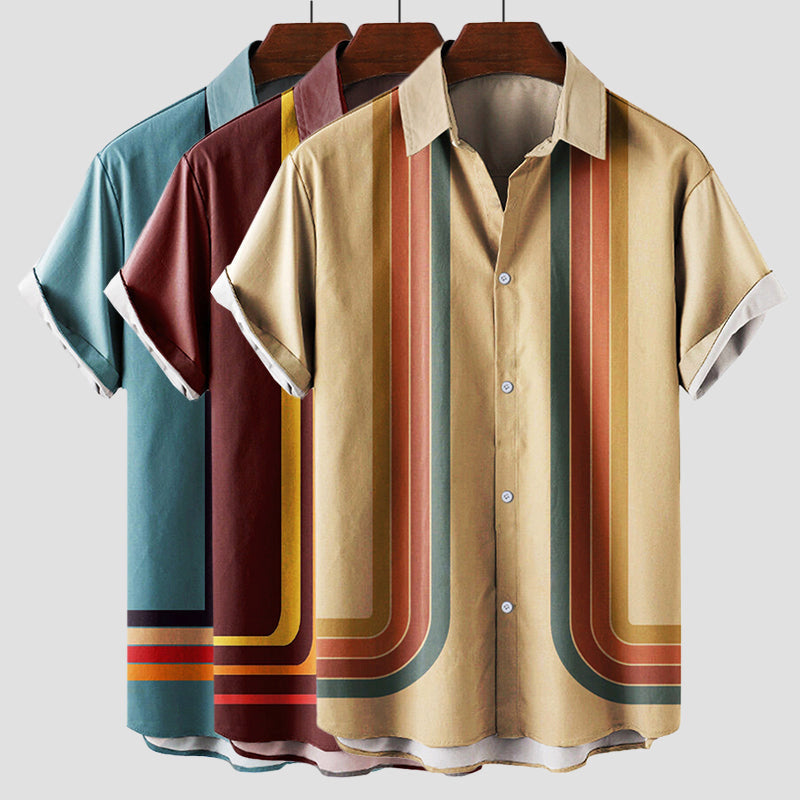 Retro Stripe Shirt Casual Style For Men | Lorian 5