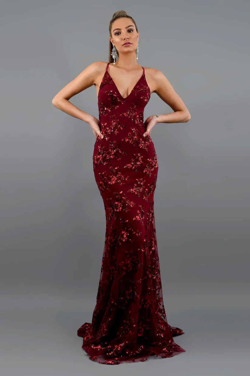 Satin | Sequin Floor-Length Maxi Dress 2