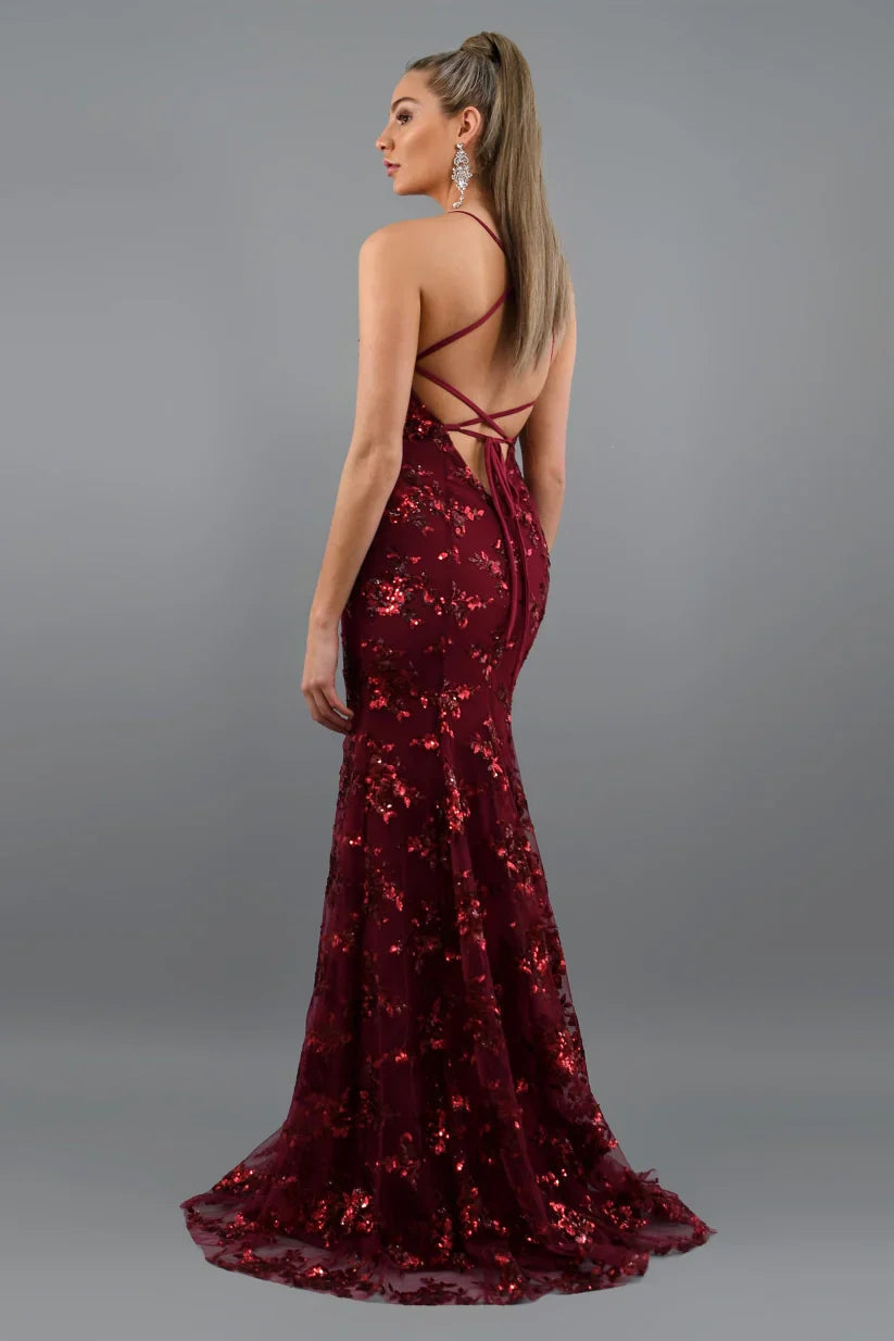 Satin | Sequin Floor-Length Maxi Dress 4