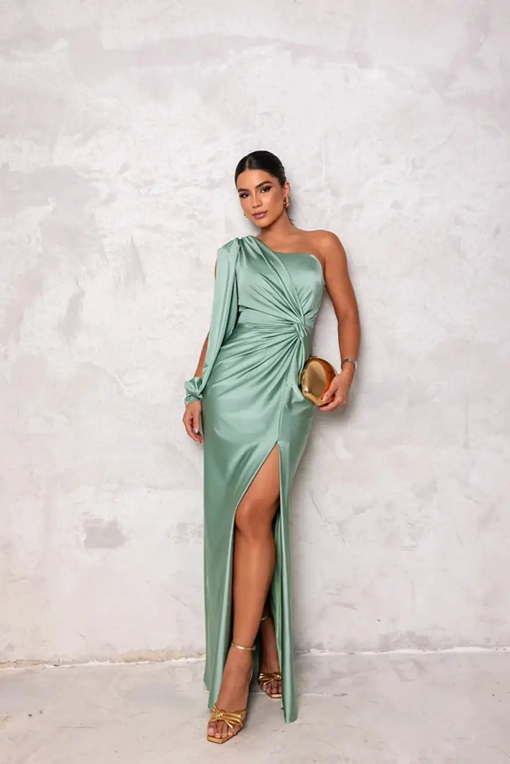Serephia | One-Shoulder Teal Evening Dress 4
