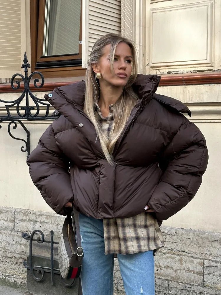 Short Puffer Jacket With Hood For Women | Kylara 0