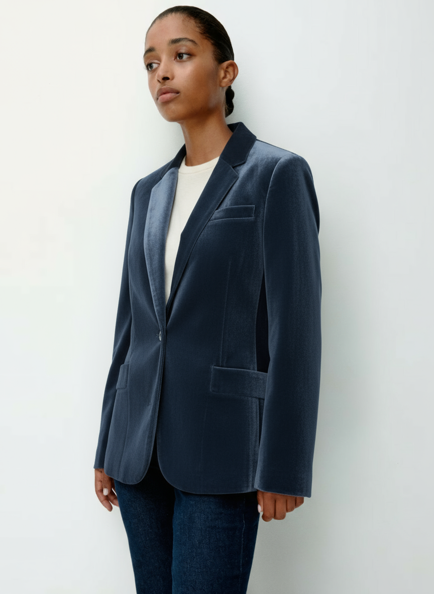 Slim-Fit Velvet Blazer For Women | Norelle 2