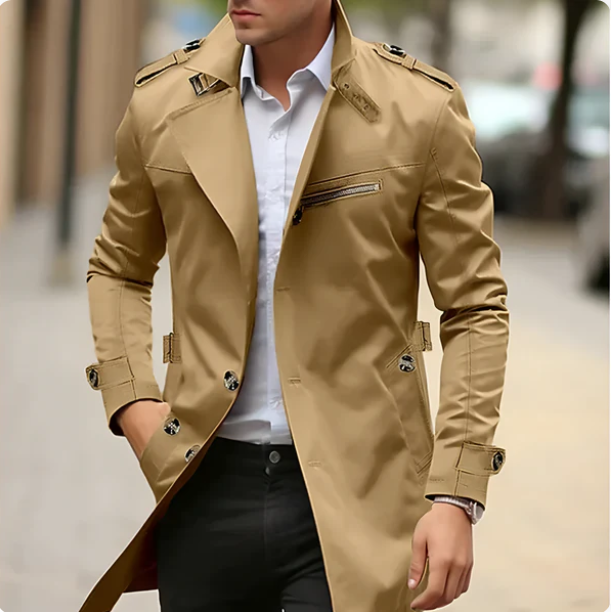 Slim Fit Double-Breasted Trench Coat for Men | Adrian
