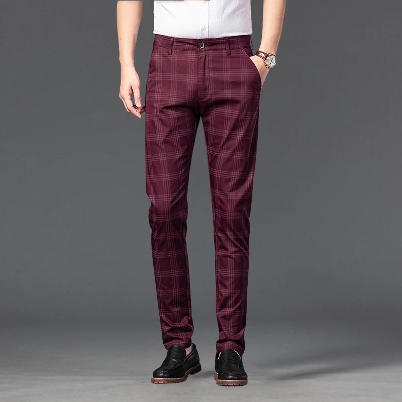 Slim Fit Plaid Dress Pants for Men | Evans