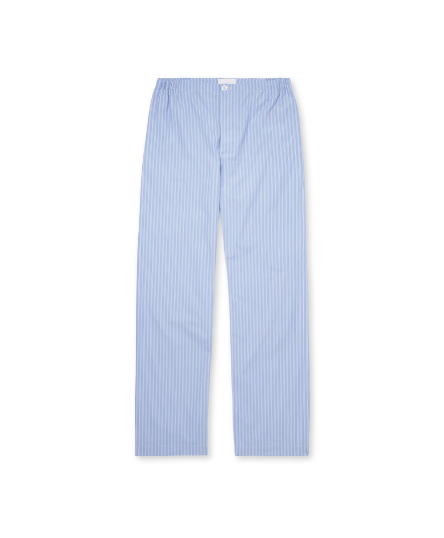 Light blue striped pants on a white background
