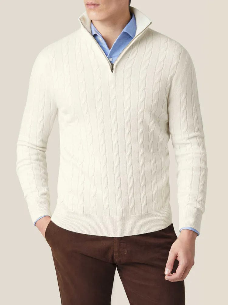 Stylish Half Zip Cable Knit Sweater for Men | Ricardo