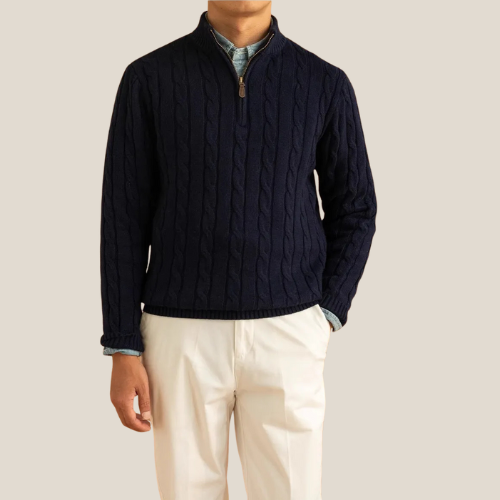 Stylish Half Zip Cable Knit Sweater for Men | Ricardo